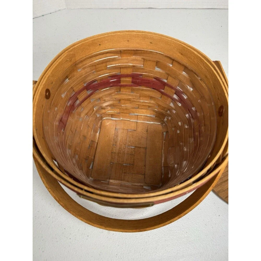 Longaberger Christmas Collection 1994 Jingle Bell Basket with Lid Red Accents
